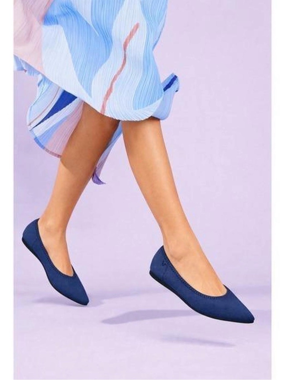 Women's Pointed Navy Blue Ballet Flats